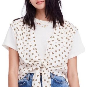 2/$30 NEW Free People - Medallion Tie Front Top